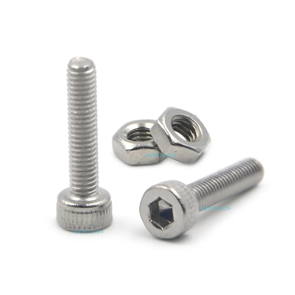 

50pcs M3x14mm Stainless Steel Allen Hex Socket Head Cap Fastener Thread Screw Bolts + 50pcs M3 Nuts