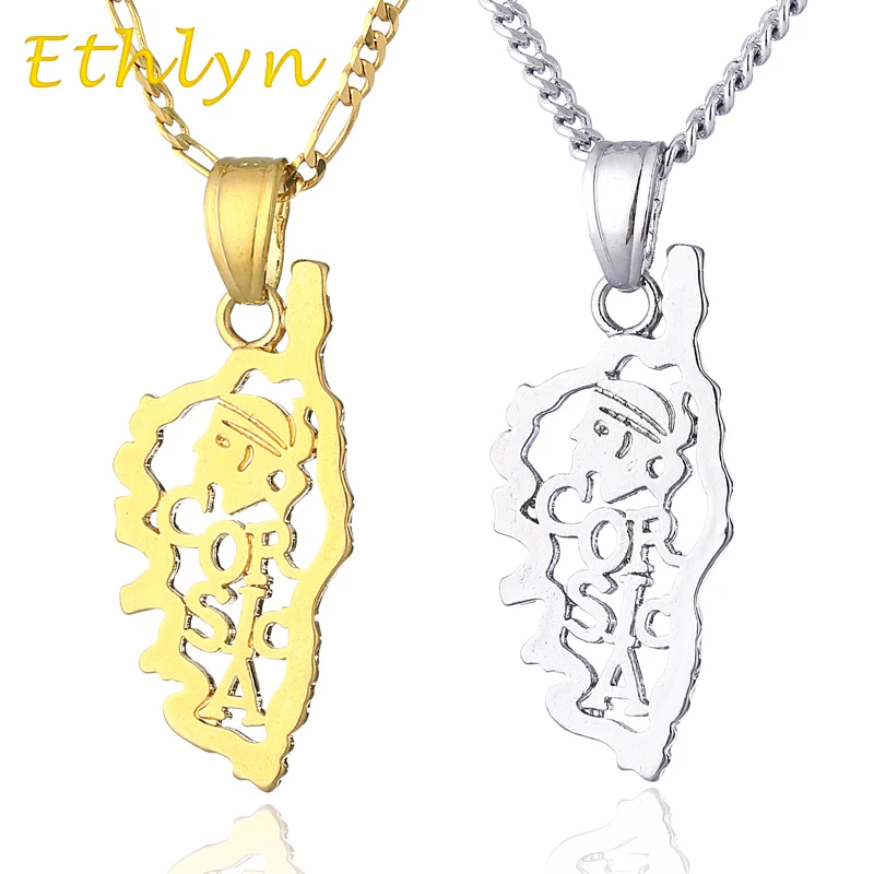 

Ethlyn Map of The island of Corsica pendant & necklace for women & men,Gold Color country map corsica symbol jewelry P28