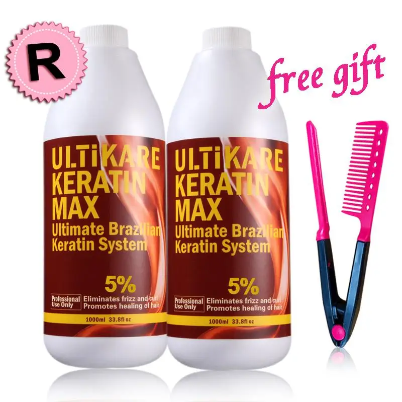 

High Quality 2pcs Chocolates Brazilian Keratin Treatment 12% Formaldehyde Straightening Resistant Hair with Free Beauty Red Comb