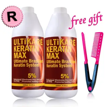 

High Quality 2pcs Chocolates Brazilian Keratin Treatment 12% Formaldehyde Straightening Resistant Hair with Free Beauty Red Comb