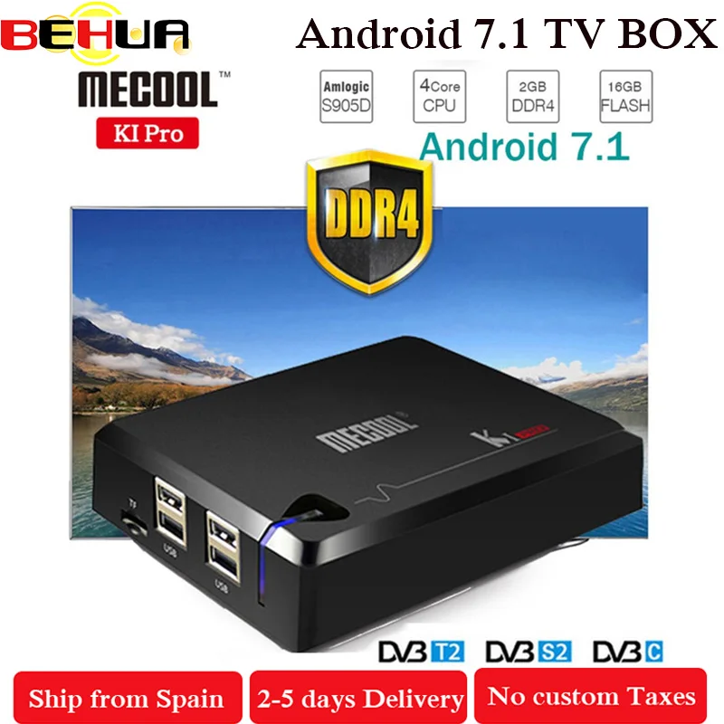 

Mecool KI PRO Smart TV Box 2GB DDR4 16GB RAM DVB-T2 DVB-S2 Android 7.1 TV Box Amlogic S905D Dual WIFI 2.4G/5G Satellite Receiver