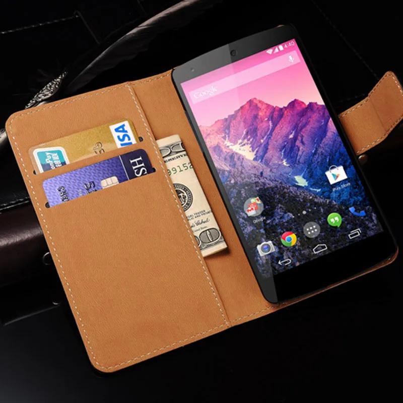 Nexus5 Genuine Leather Wallet Stand Case For LG Google Nexus 5 D820 D821 Flip Phone Bag Cover with Card Slots holder