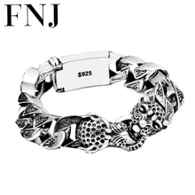 Мужской браслет в стиле панк с животными, 925 пробы, серебряный, рождественские подарки, большая голова леопарда, S925 твердый тайский серебряный браслет, мужские ювелирные изделия