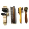 6 Pcs Set Horse Hair Pig Bristle Shoe Brush , Oil Polish Tool, Scrub Suede Fur, Clear Leather Shoes Ash 2