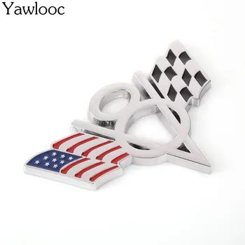 

Yawlooc 3D Metal V8 US Flag Moto Car Sticker Logo Emblem Badge Car Styling for Fiat Bmw Ford Lada Audi opel skoda toyota volvo