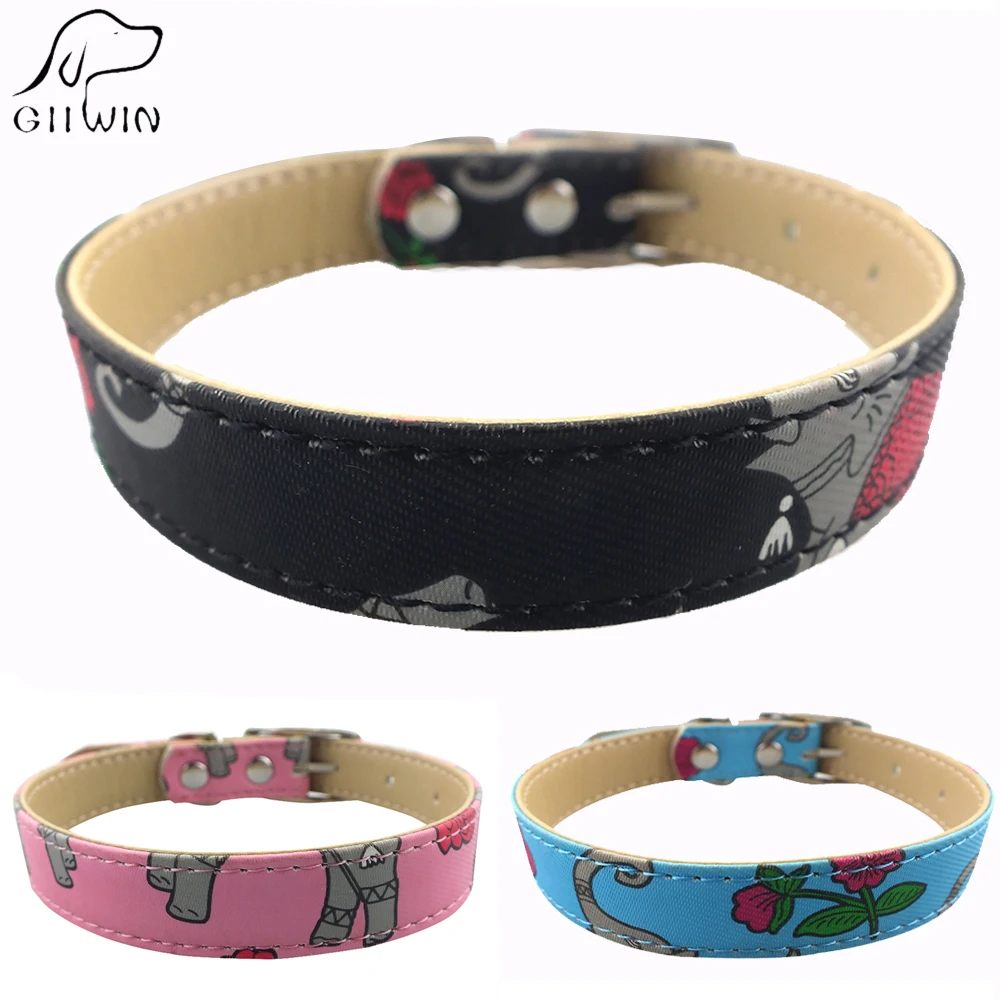 

[GIIWIN] Pet Cat Collar Products for Small Dogs Chihuahua Basic Dog-collar luminous Leash Solid Black Adjustable Collar JW0043