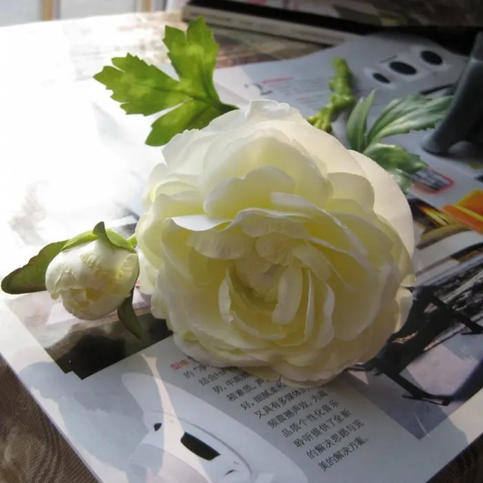 YO CHO 11 шт./лот Искусственный Пион Букет Флорес искусственные розы шелковые цветы для дома Свадебные осенние украшения - Цвет: White