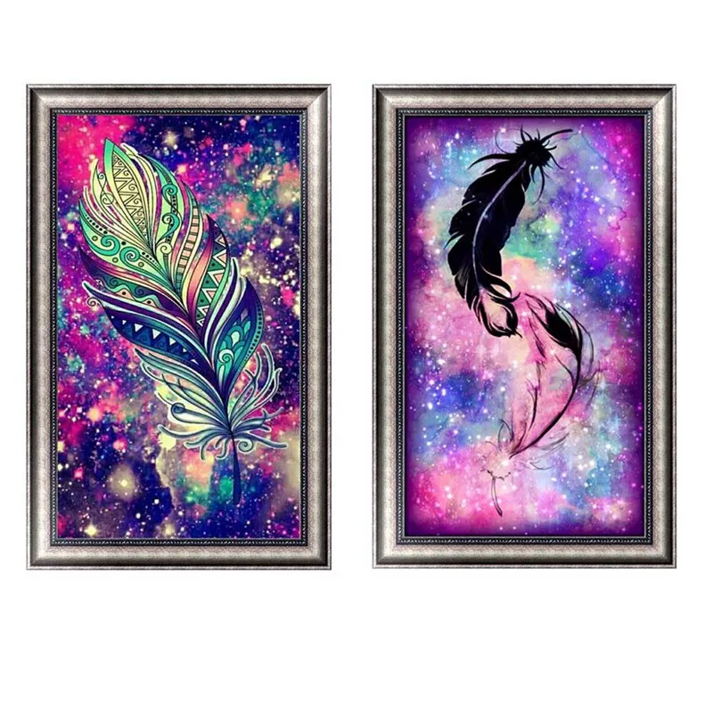 

Feather e Mosaic Painting Crystal round diamond puzzle Embroidery 5D Diy Diamond Painting Handmade Cross Stitch Kit Home Crafts