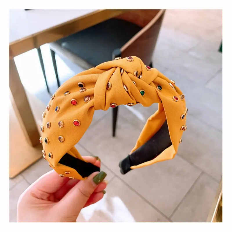 

Sweet Elegant Ladies Women's Crystal Headband Wide Fabric Hairband Wrap Hair Wear Fashion Casual Unique Clothes Accessories
