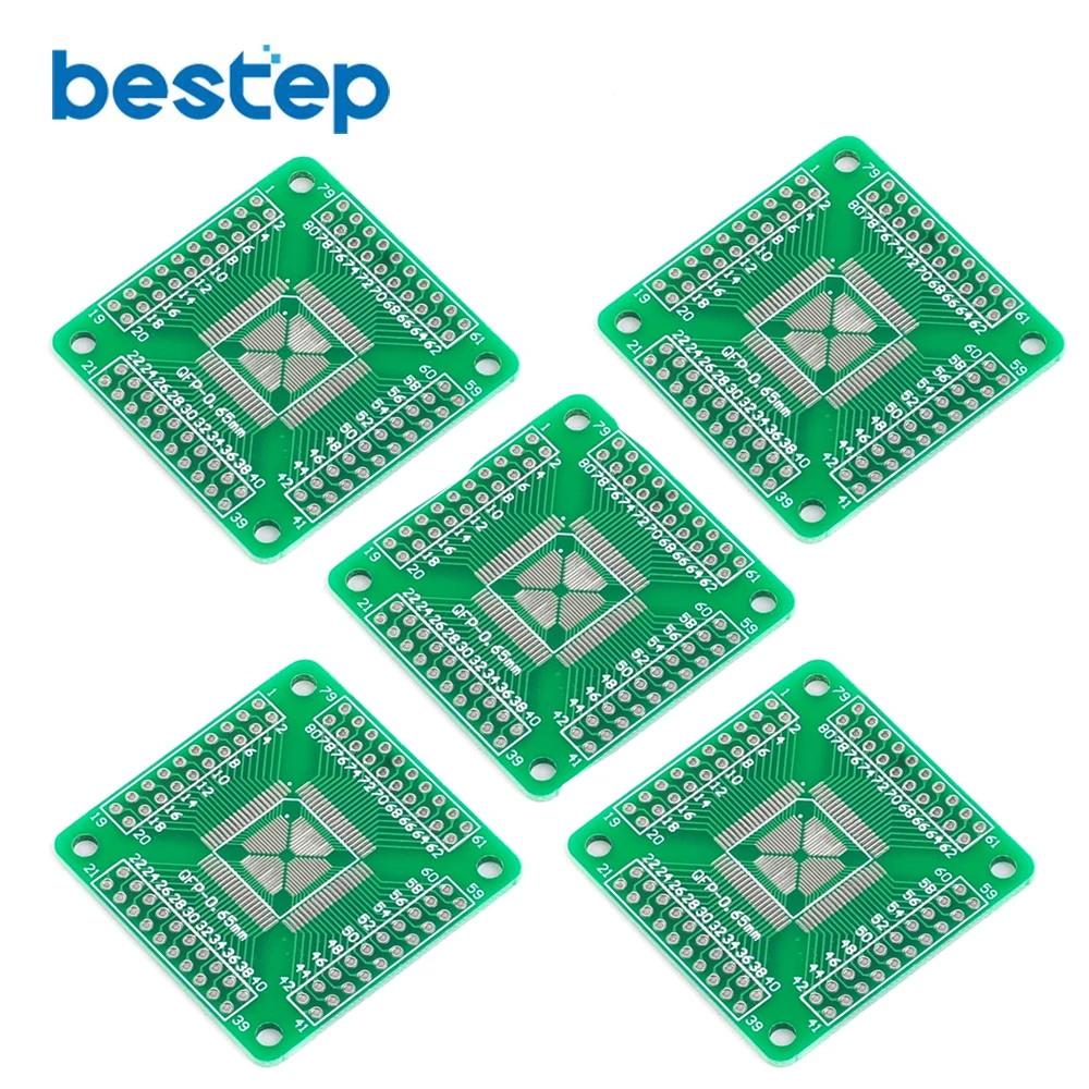 5 шт. QFP/TQFP/LQFP адаптер совместим с 16-80-pin DIP поддержка 0,4/0,5/0,65 мм шаг