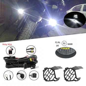 

Motorcycle Accessories 12V 40W Safety Auxiliary Passing Lights For BMW R1200GS ADV F800 LED Fog Lamp With Guards Cover & Wire