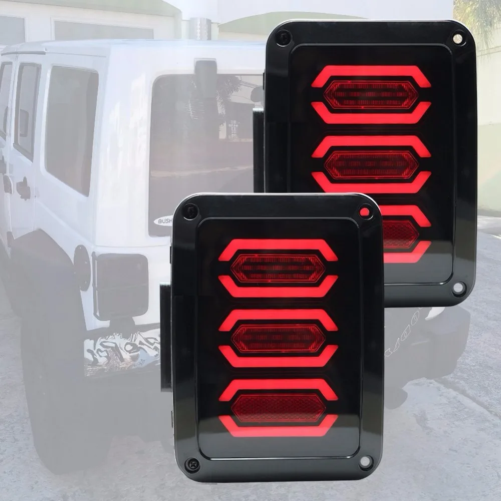 E9 Mark Smoked LED Tail Lights for Jeep JK 2&4 Door 2007 2008 2009 2010
