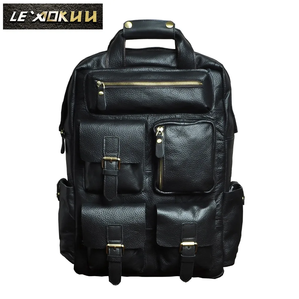 

New Original Leather Heavy Duty Design Men Travel Casual Backpack Daypack Fashion Knapsack College School Book Laptop Bag 1170b
