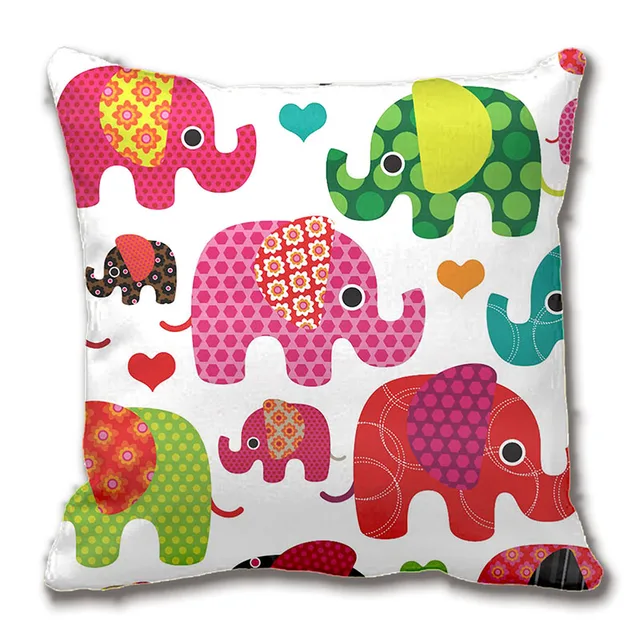 cute retro elephant parade pattern throw pillow case decorative