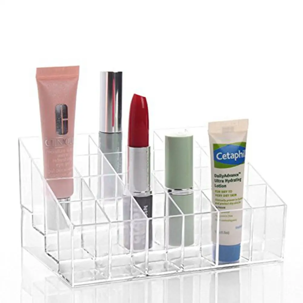 

24 grid trapezoidal transparent cosmetics display stand lipstick three-dimensional storage rack cosmetics display box beauty