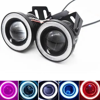 

High Power LED Fog Lights Replacement w/ Angel Eye Rings Lights White Blue Ice Blue Green Yellow Red Color Holo Rings