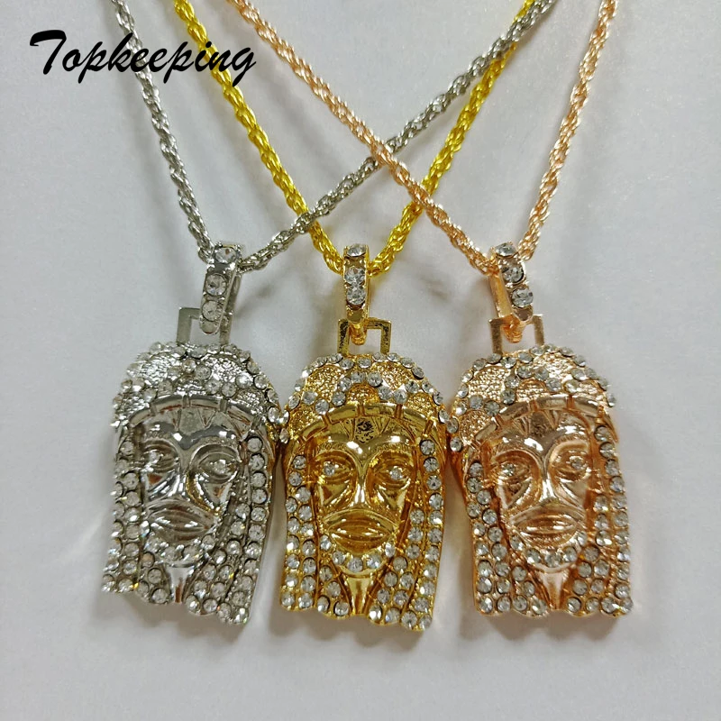 Хип хоп Цепочки и ожерелья серебро розовое золото Цвет Iced Out Bling Полный горный