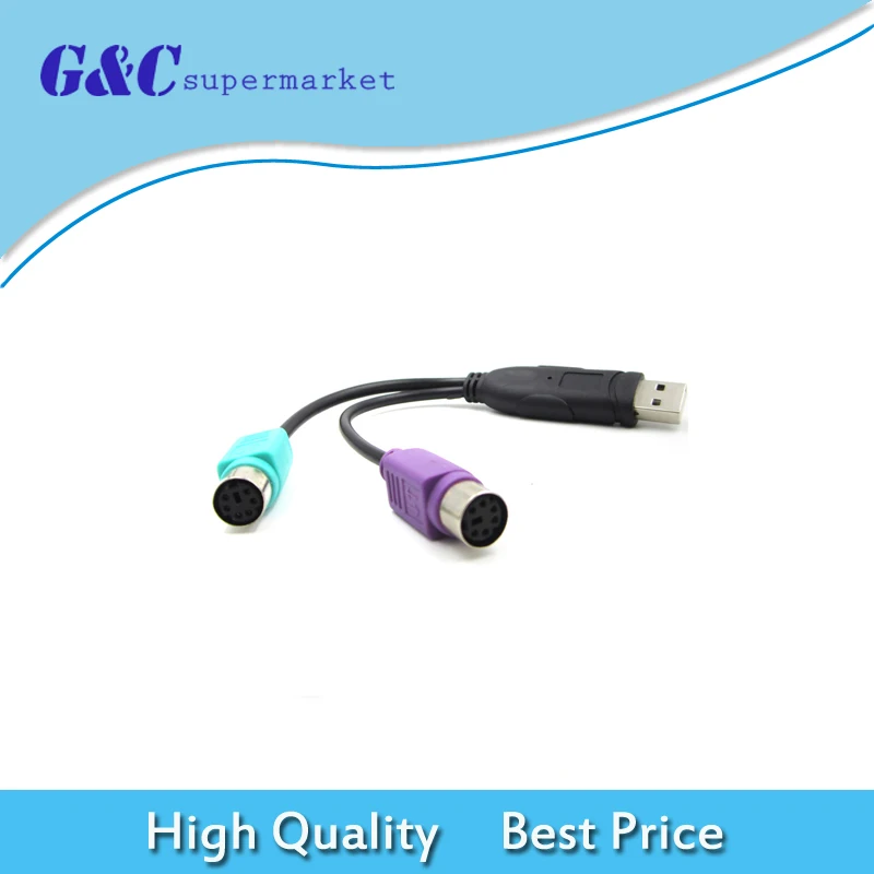 

New Dual PS/2 Female to USB Male Cable Adapter Converter For Keyboard Mouse