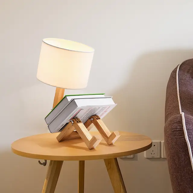 Us 48 69 31 Off Modern Wood Bed Side Lamp For Living Room Bedroom Study Room Nightstand Lamp With Black White Cloths Lampshade Side Table Lamp In