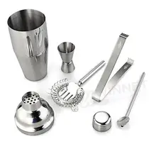 Set 5 Edelstahl Cocktail 750 ml Shaker Mixer Jigger Eis Sieb Clip Löffel