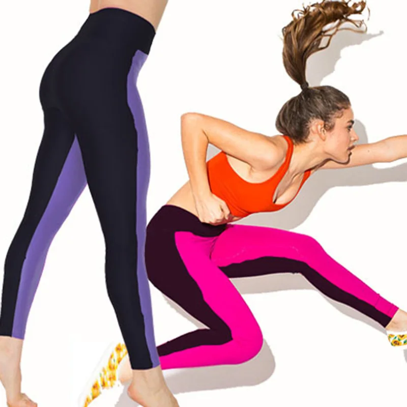 2017 Мода Высокая Талия Эластичный Леггинсы Женщины Двойной Цвет Slim Fit Femme Фитнеса