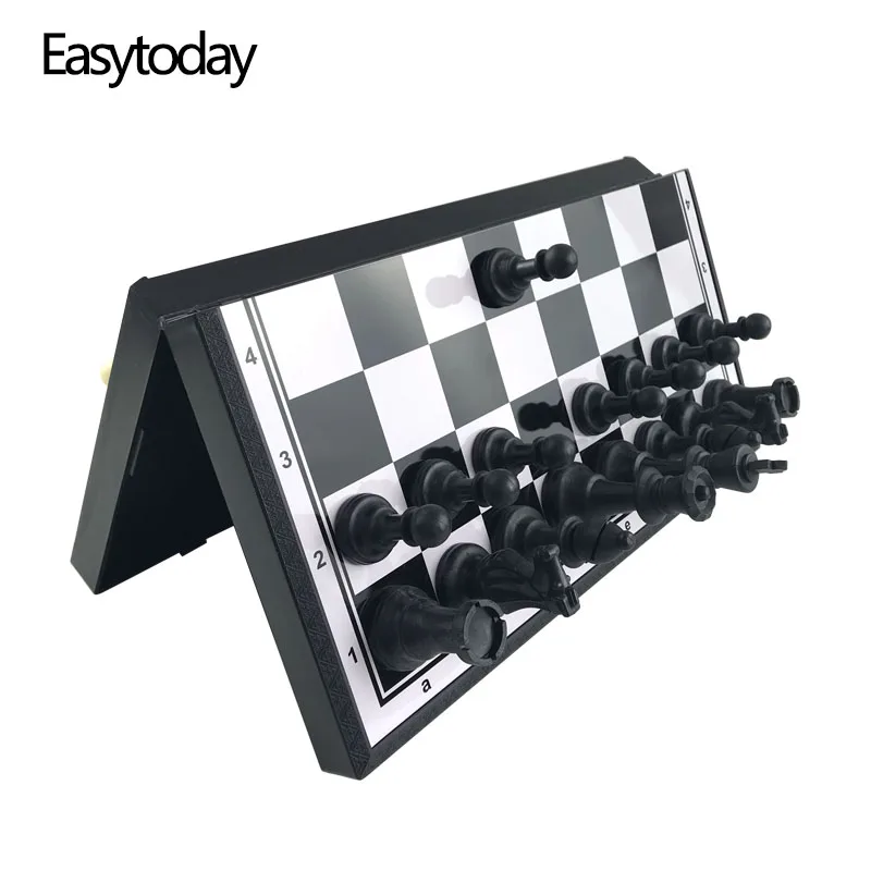Easytoday пластиковый Шахматный набор портативная складная шахматная доска