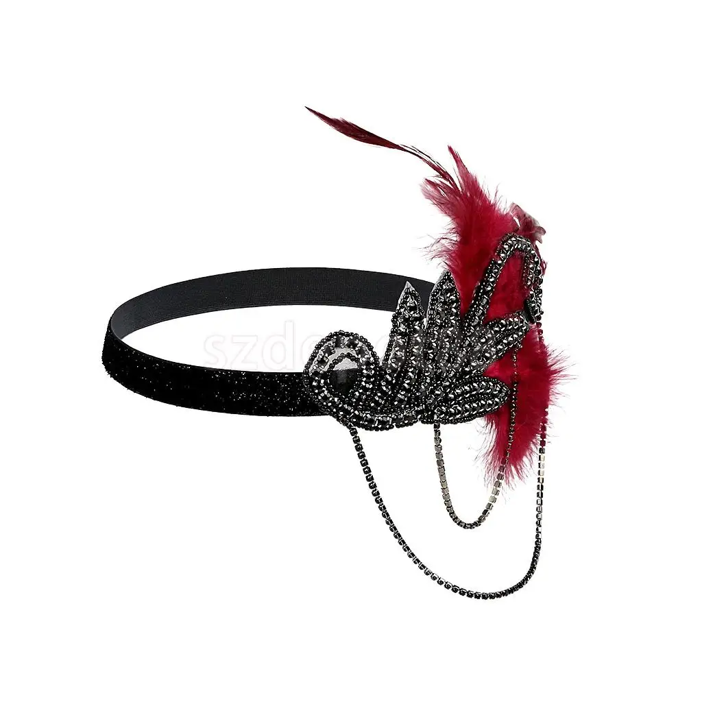 Vintage 1920s Feather Headband Wedding Bridal Headpiece Flapper Fancy Dress