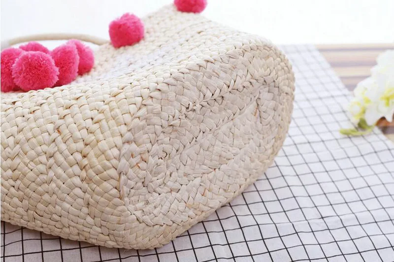 Rdywbu BIG STAR STRAW SHOULDER BAGS WITH POMPON - Bohemian Women's Summer Handmade Beach Tote Handbag Woven Travel Bolsos B194 wristlets for man