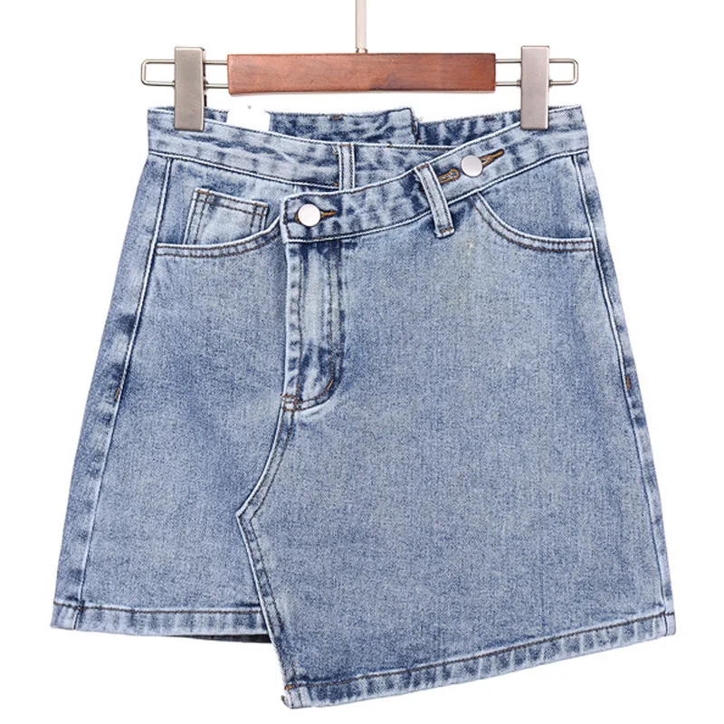 

Asymmetrical hip hop Denim Shorts for women Wide Leg Pants 2019 brand womens Loose High waist Spliced Club Party jeans short