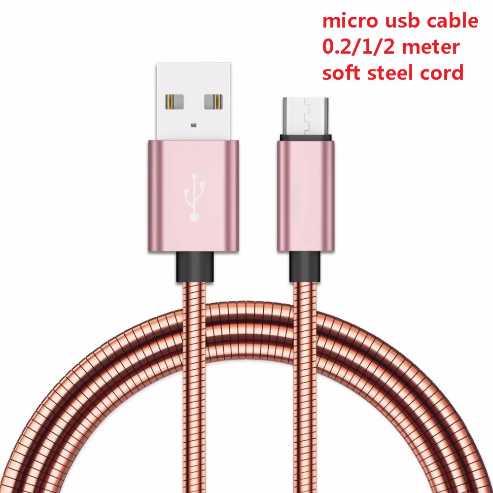 

0.2/1/2 Meter Micro USB Cable Fast Charger Soft Steel Data Cord For HUAWEI Mate 7 8 S P8/P9 Lite Honor 7 7X Meizu M3 M5 M6 Note