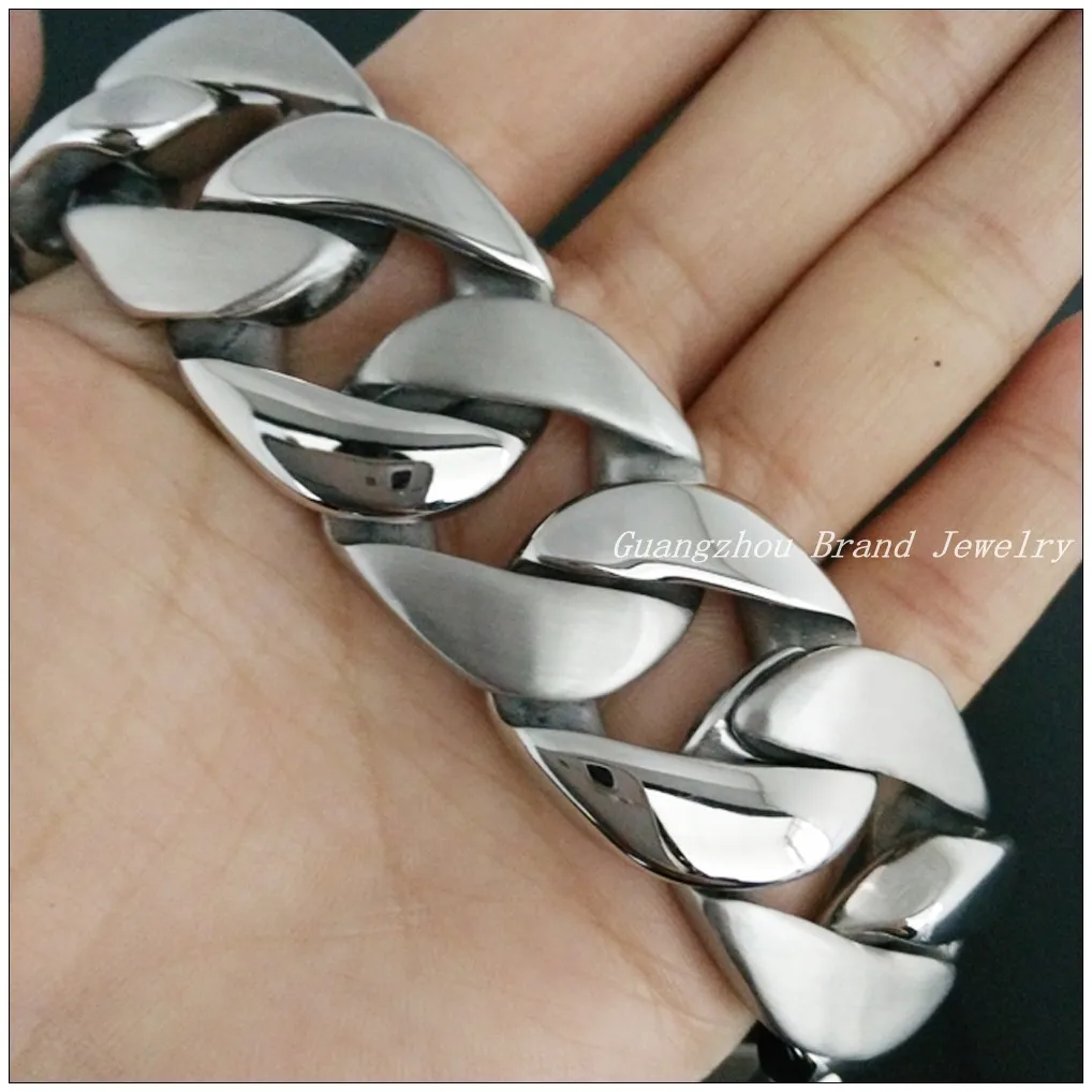 

8.46"*24mm High Quality 316L Stainless Steel Silver Curb Cuban Chain Men's Boy's Bracelet Bangle Huge Heavy Male Jewelry