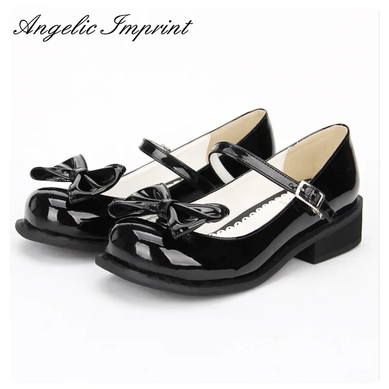 Women-Black-Patent-Leather-Low-Heel-Japanese-Lolita-Girl-Mary-Jane-Tea ...