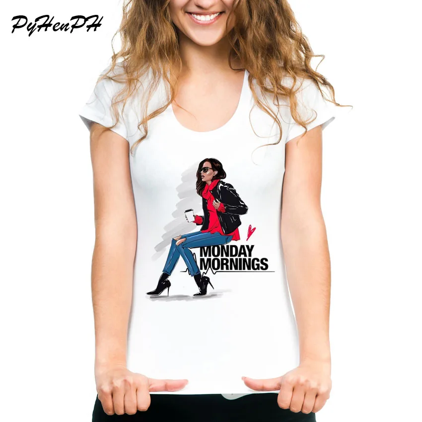 

Monday Morning Busy T Shirt for Women Funny T-shirt Kawaii Tshirt Short Sleeve Summer 2019 White Tee Shirt Femme