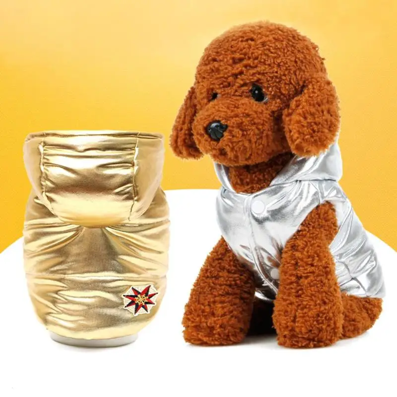 

Winter Clothes For Dogs Chihuahua Overalls For Small Medium Large Dogs Down Jacket Costumes Cloths Pet Products Gold Sliver A30