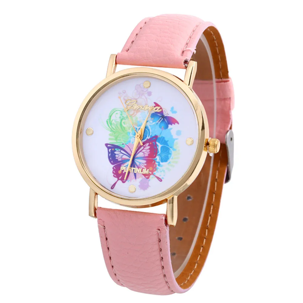 

Leather Band Analog Quartz Vogue laides Wristwatch Butterfly print pattern New Style Woman watches Lady Watch Hot Sale 2019 30Q