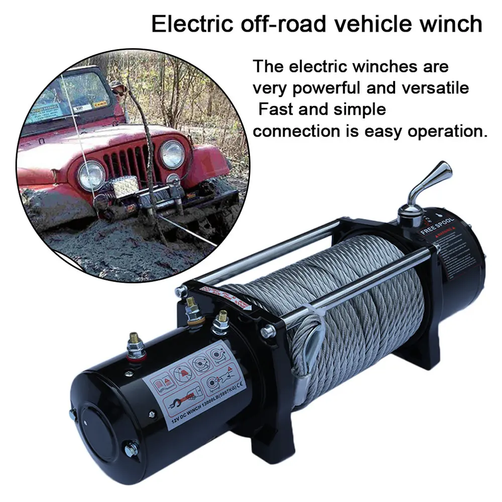

New Automatic Electric Crawler Off-Road Winch Control System 13000LB Professional For Vehicle Cars Auto Black