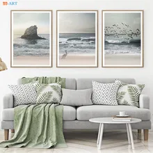 

Retro Van Sea Print Beach Poster Ocean Canvas Painting Wall Art Coastal Art Wall Pictures for Living Room Nordic Decoration Home