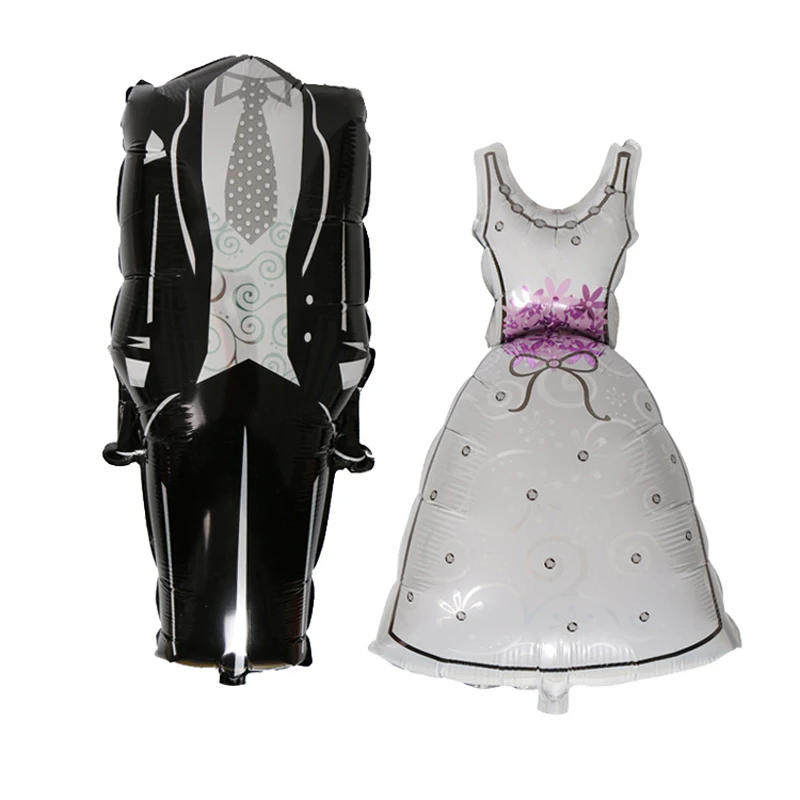 

2Pcs/lot Groom Bride Wedding Dress Balloons Wedding Gown Events Bride Groom Bridal Gown Helium Foil Balloons Wedding Decoration