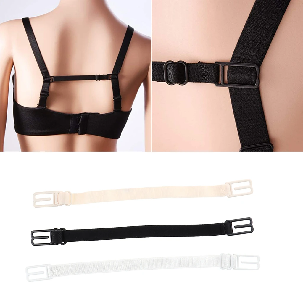 3pcs Non-Slip Breast Straps Clips Women Girl Intimates Accessories Rope Back Strap Holder for Women Bra Enhancers Black White