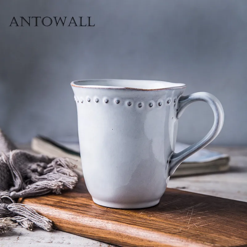 

ANTOWALL Household ceramic tableware mug simple couple cup office mug breakfast milk cup