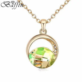 

BAFFIN Jewelry Original Crystal From Swarovski Round Pendant Necklace For Women Gold Color Chain Collier Fashion Bijoux