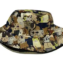 MinanSer женская кошка Панамы с принтами Женская реверсивная Harajuku винтажная Кепка с покрывалом Hawii водорослей ведро