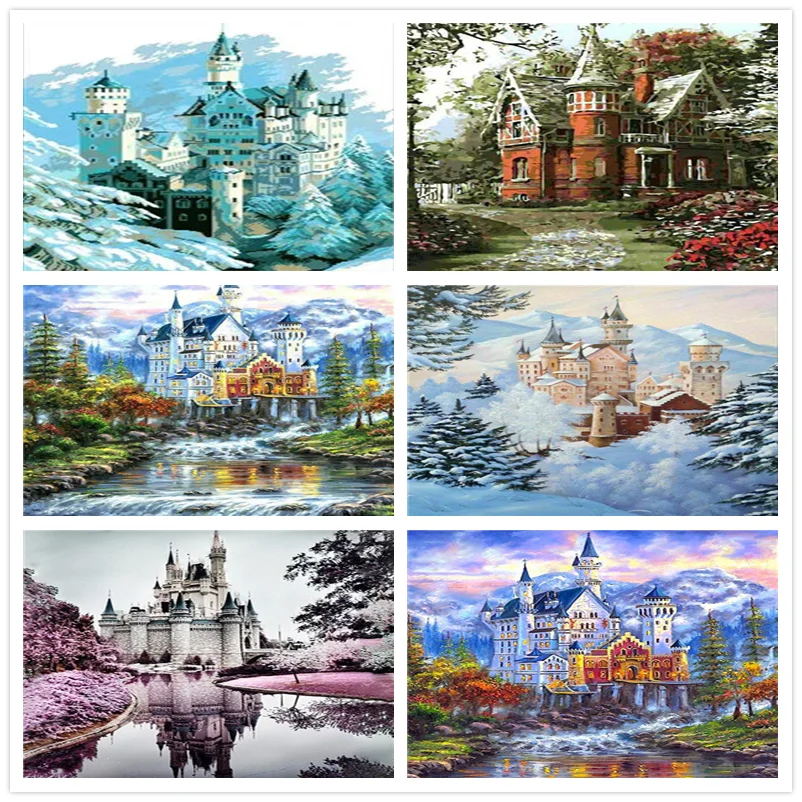 

5D DIY Diamond Embroidery Villa Landscape Cross Stitch Diamond mosaic landcape diamond Painting rhinestones Christmas gift