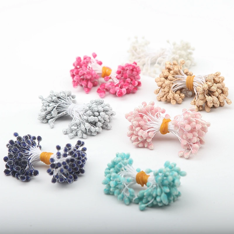 

100PCS/Lot Artificial Flowers 7 Colors Plastic Fake Flowers Stamen DIY Flower Home Any Festivals Handmade Decoration 19620
