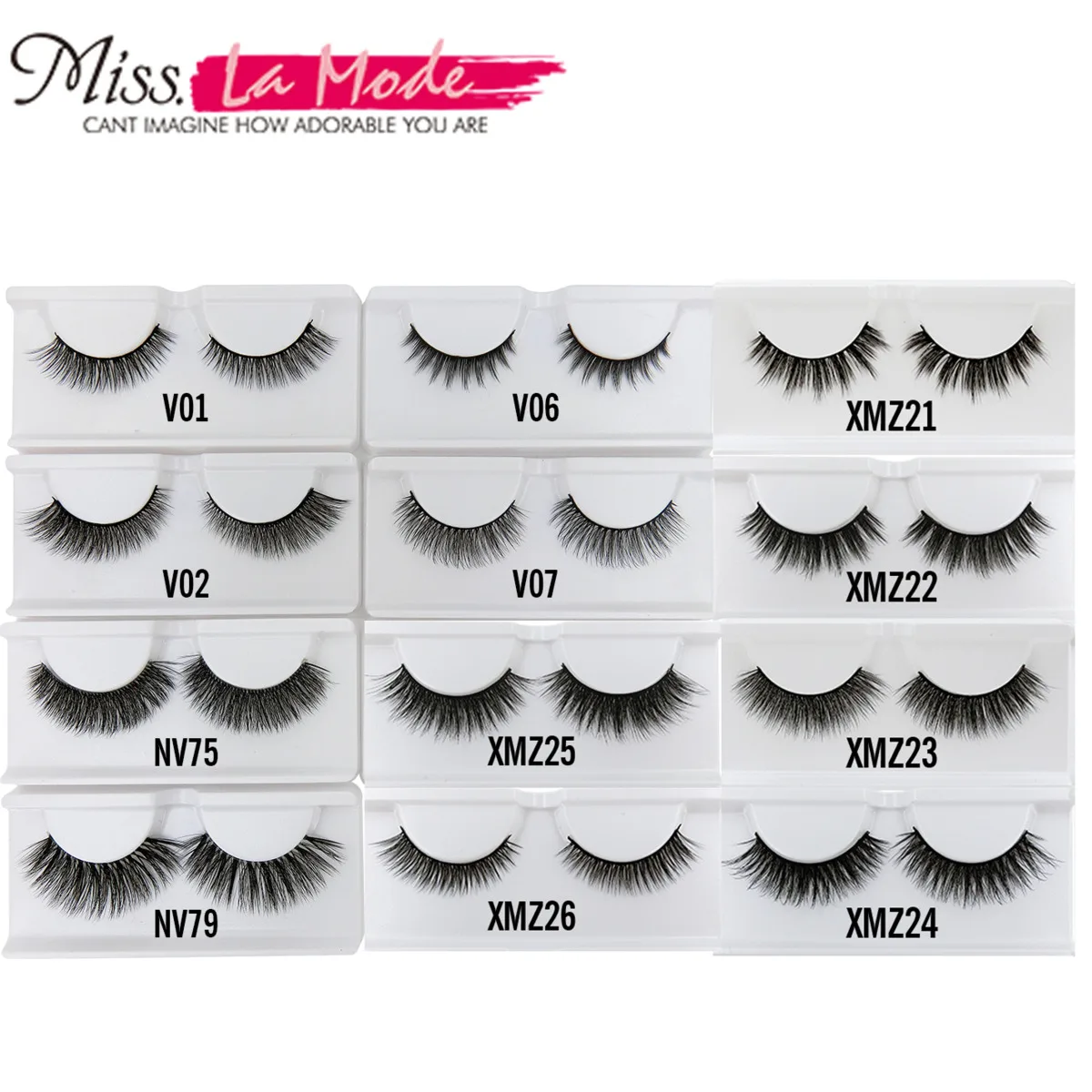 

MISSLAMODE Fake Eyelashes Natural 3d Mink Lashes Strip Eyelash Extensions Crossing False Eyelashes Natural Long Makeup Tools