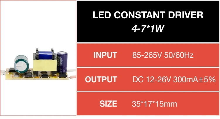 Светодиодный ПВХ постоянный Драйвер входного AC85-265V 1-3 Вт 4-7 Вт 8-12 Вт 15-18 Вт 20-24 Вт 25-36 Вт блок питания Трансформаторы чип для светодиодный светильник