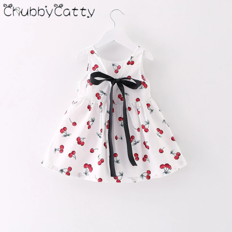 CHUBBYCATTY распродажа платье для девочек летние Cherry печати на бретелях простая