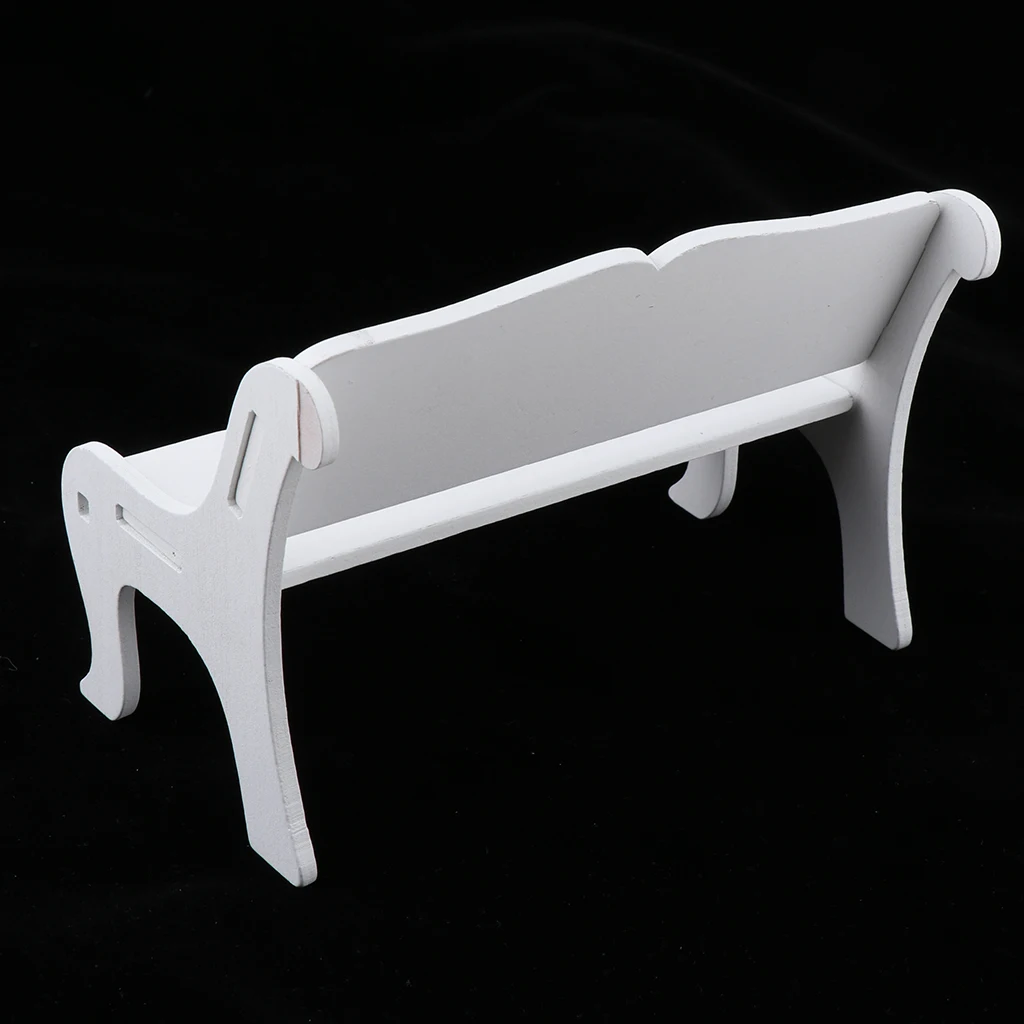 1/6 BJD Doll European Solid Park Bench Garden/Outdoor/Patio Chair Furniture Kid Pretend Play Toy White