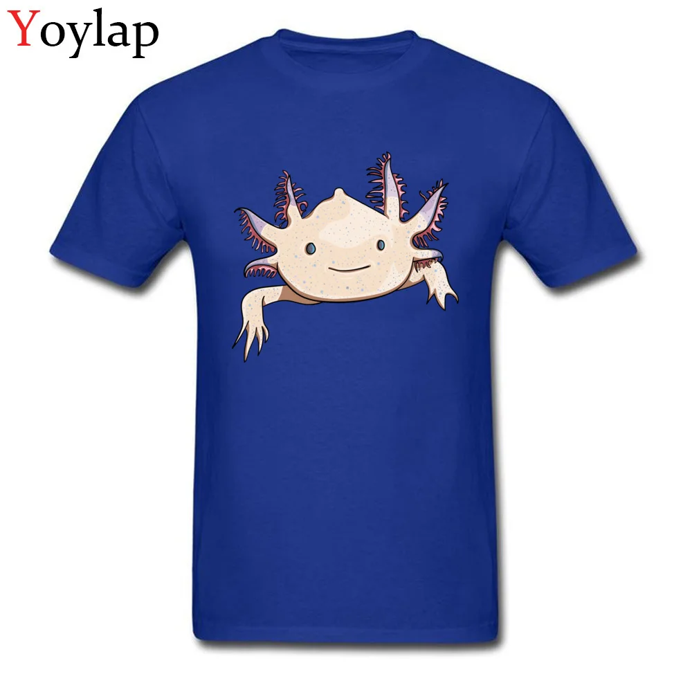 Pure Cotton Tops Shirts Axolotl Friend for Men Casual T-shirts Cool Fitted O Neck Short Sleeve Tee Shirt Top Quality blue