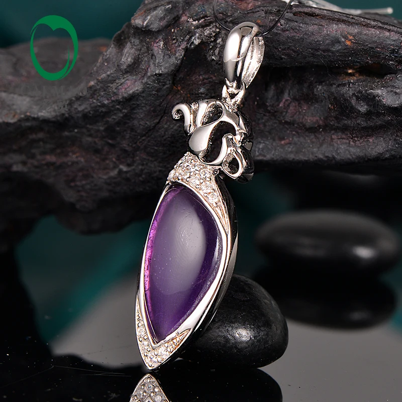 Caimao Jewelry Purple Amethyst Classic Style 925 Sterling Silver Pendant